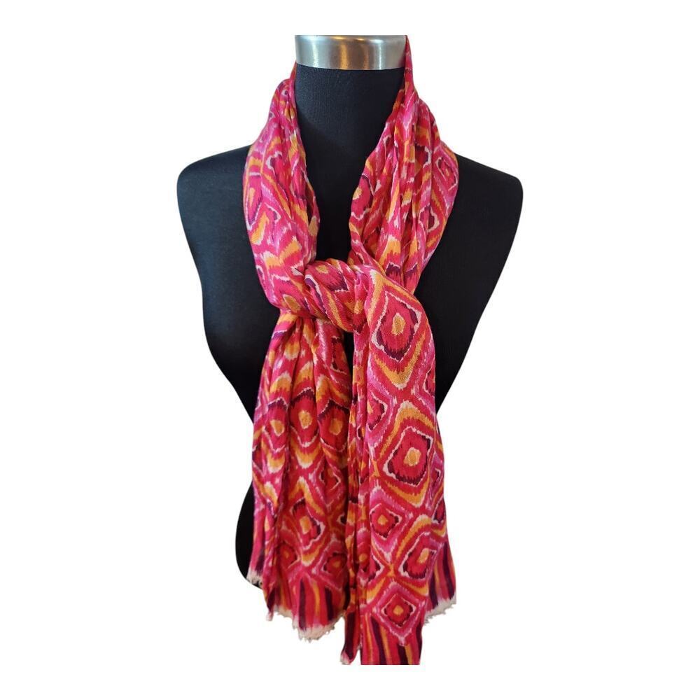 Vera Bradley scarf pink purple gold diamond shape print soft fringe